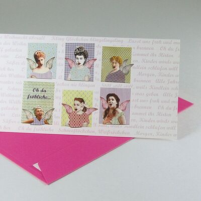 10 Christmas cards with pink envelopes: Oh you merry...