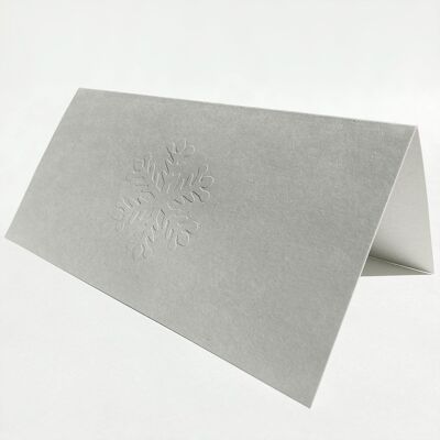10 tarjetas navideñas grises con sobres: copo de nieve en relieve
