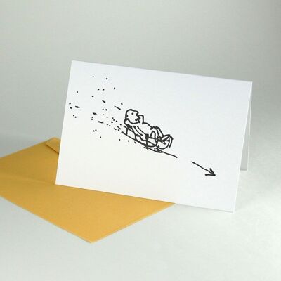 10 winter cards with envelope: sledding / gravity