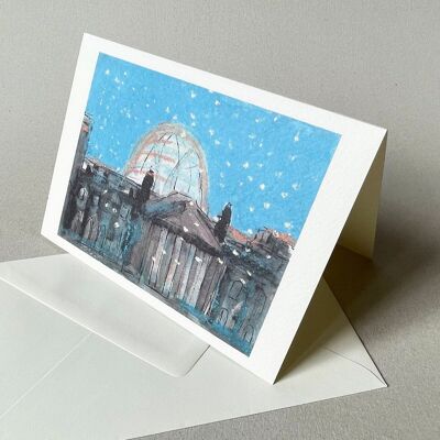 10 cartes de Noël avec enveloppes : Reichstag avec neige