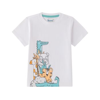T-shirt bébé garçon blanc avec animaux 1
