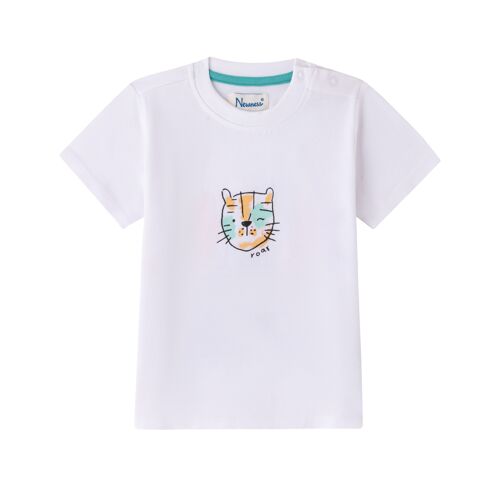 Camiseta Blanco bebé niño con Estampado tigre