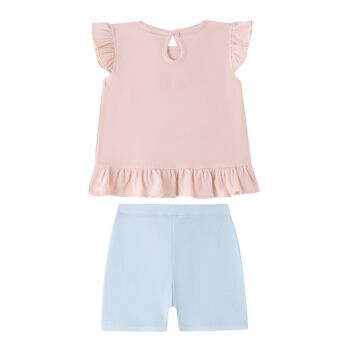 Ensemble T-shirt rose et short bleu Fille 2