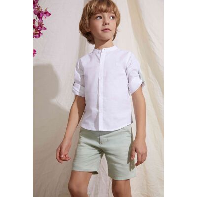 Camicia con colletto alla coreana in beige per ragazzi