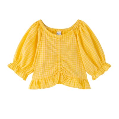 Yellow Checkered Blouse for girls