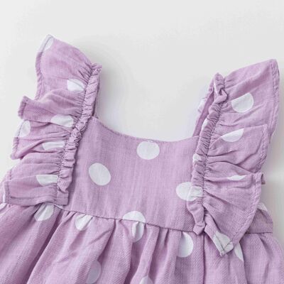 Baby dress with straps with ruffle and polka dots