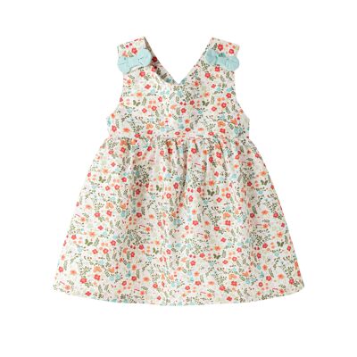 Strapless baby dress with bow and flowers