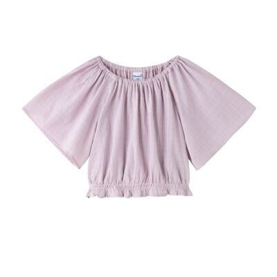 Girl's pink blouse with ruffle
