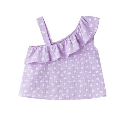 Girl's blouse with ruffle and strap in Lilac color