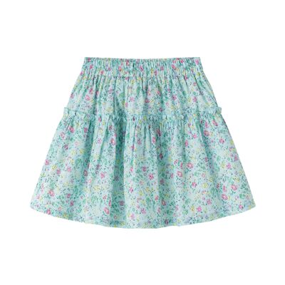 Green Skirt with Flower Print