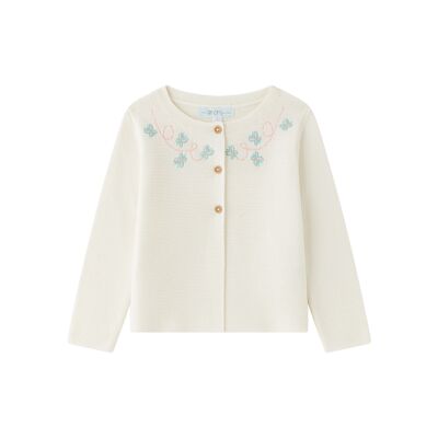 Beige cardigan for baby girl with embroidery