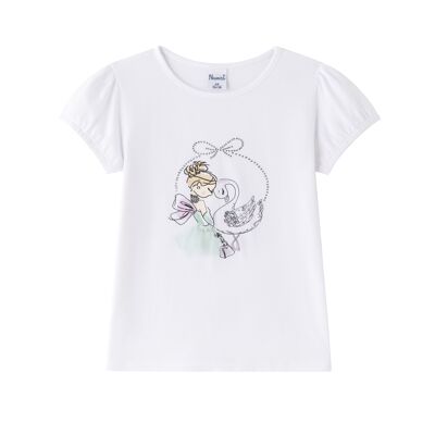 Maglietta principessa con cigno per bambina