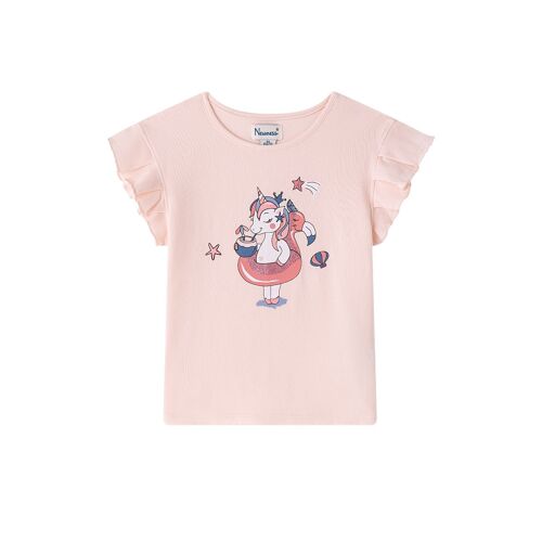 Camiseta mangas de volante con unicornio