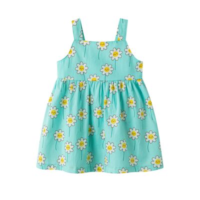 Strapless baby dress with smiling daisies