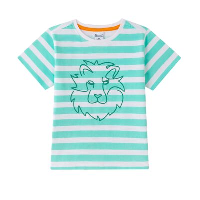 T-shirt garçon à rayures et lion