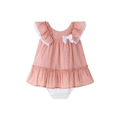 Robe bébé rose avec volant et nœud