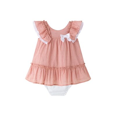 Pink baby dress with ruffle and bow