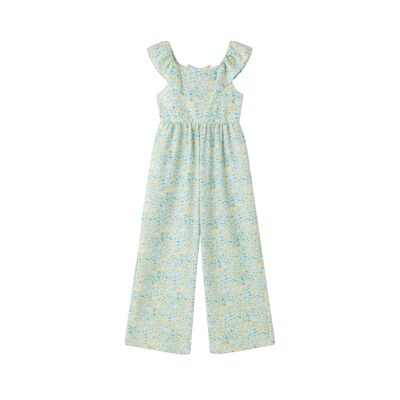 Girl's strap jumpsuit with flower prints