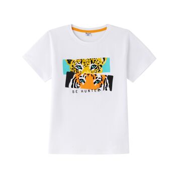 T-shirt garçon imprimé tigre et léopard 1