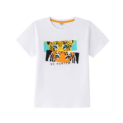 Boy's T-shirt with tiger and leopard print