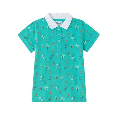 Junior boy polo shirt with palm tree print