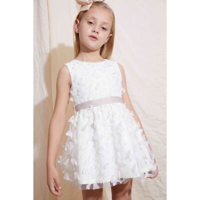 Vestido Blanco de mariposas para niña junior