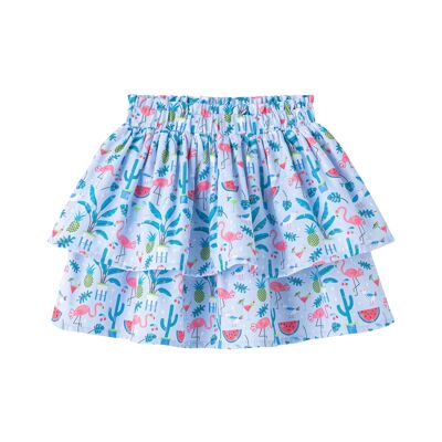 Double ruffle skirt with prints
