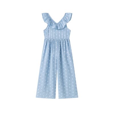 Dungarees with long ruffle with hearts