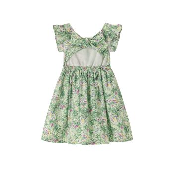 Robe à fleurs verte pour fille 4