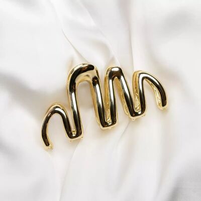 Metal Hair Claw Clip Wave Gold
