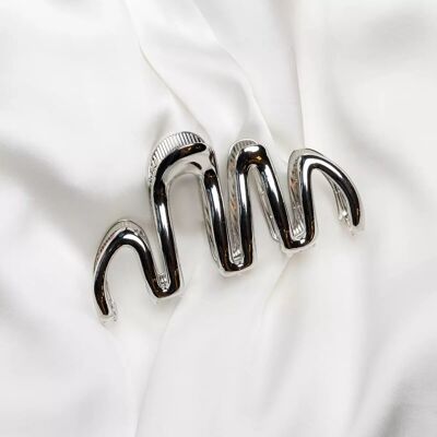 Metal Hair Claw Clip Wave Silver