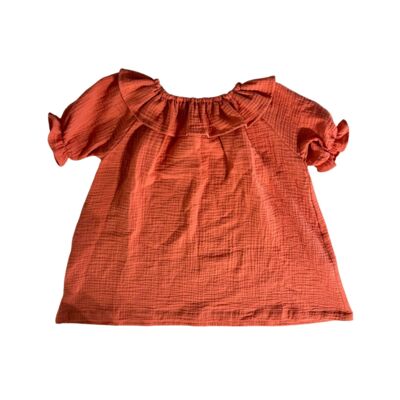 Suzie-Kleid für Kinder aus Gaze, Pfirsichfarben
