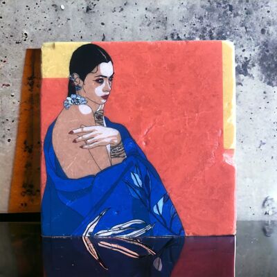 Azulejo edición especial Mujer Azul 10 cm x 10 cm