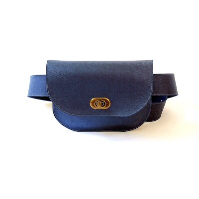 Blue vegan leather fanny pack