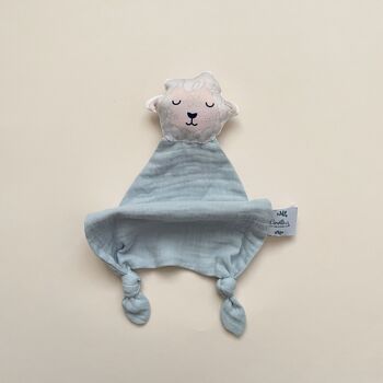 Coffret naissance "Câlin" Mouton bleu glacier pour les dodos de bébé. 3