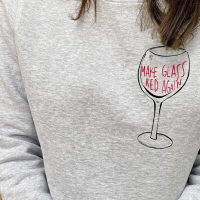 Crew Neck Sweatshirt "Make Glass Red Again"__M / Grigio