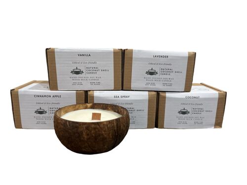 Natural Coconut Shell Candle, Cinnamon Apple Flavour