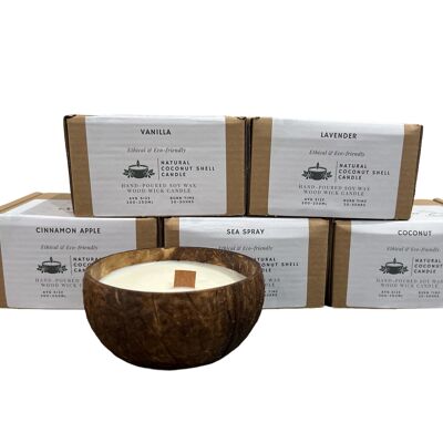 Natural Coconut Shell Candle, Cinnamon Apple Flavour