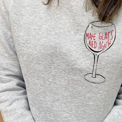 Crew Neck Sweatshirt "Make Glass Red Again"__L / Grigio