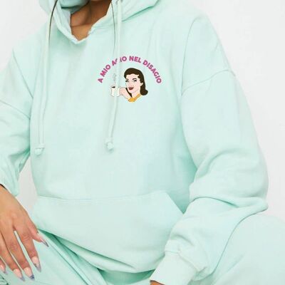 Hoodie "To Ease the Discomfort"__S / Menta