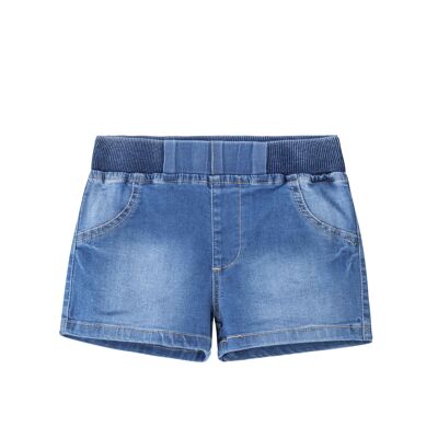 Ribbed baby boy denim shorts