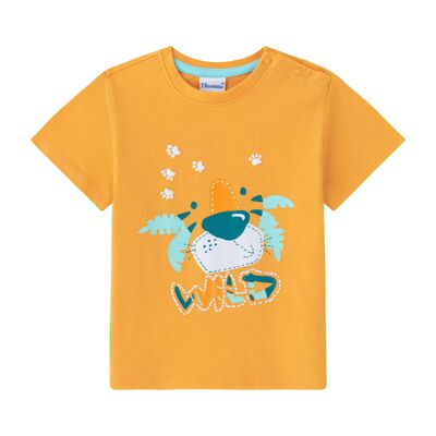 Camiseta bebe niño en Naranja con león
