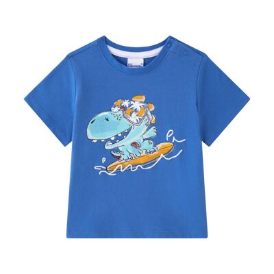 T-shirt dinosaure surf bébé garçon en bleu