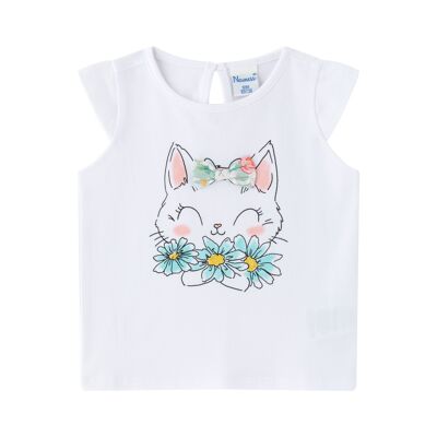 T-shirt da bambina con gattino