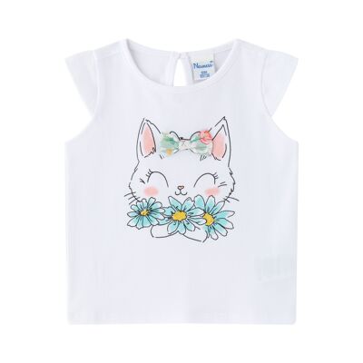Girl's T-shirt with kitten