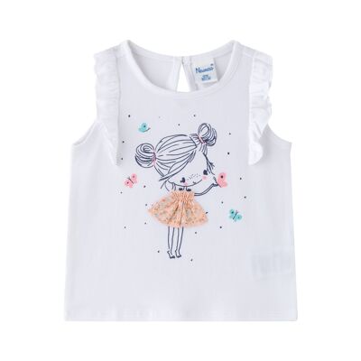 T-shirt bianca da bambina con bambola