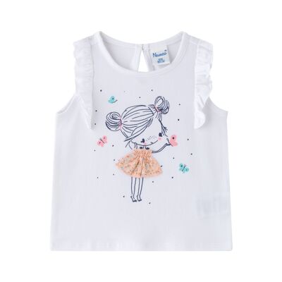 Girl's white t-shirt with doll