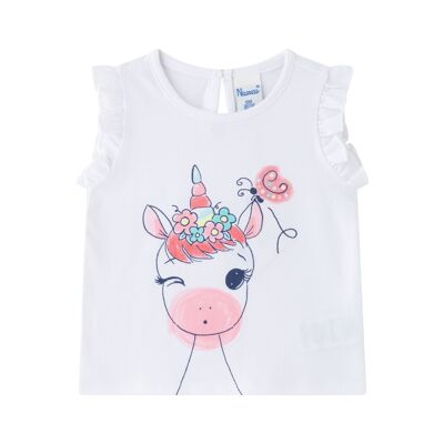 Weißes T-Shirt mit Einhorn für Mädchen