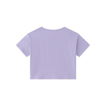 T-shirt fille lilas avec motif sur le côté 2