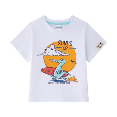 Camiseta de niño junior con cocodrilo surfista